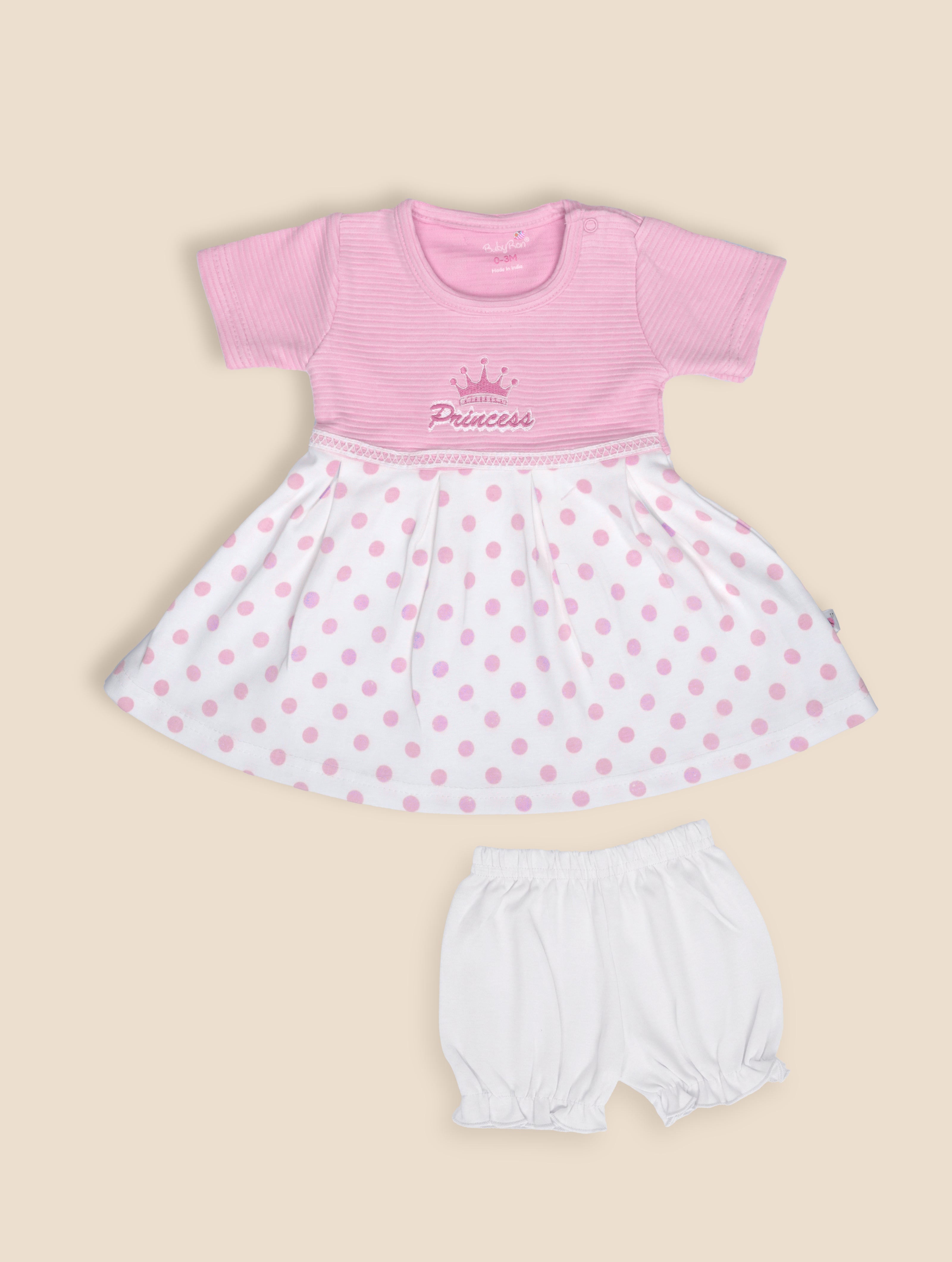 BabyRon Tiara - Premium Cotton Baby Girl Frock (0–12 Months)