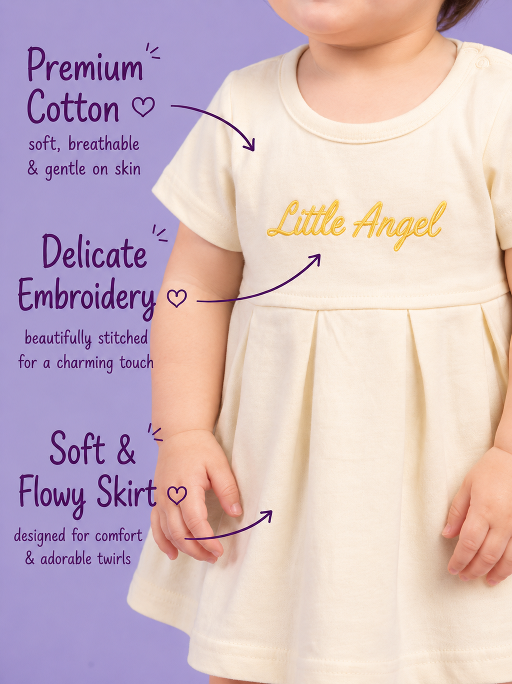 BabyRon Angel – Premium Cotton Baby Girl Frock (0–12 Months)