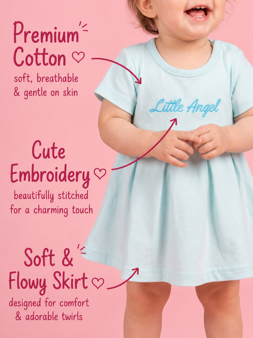 BabyRon Angel – Premium Cotton Baby Girl Frock (0–12 Months)