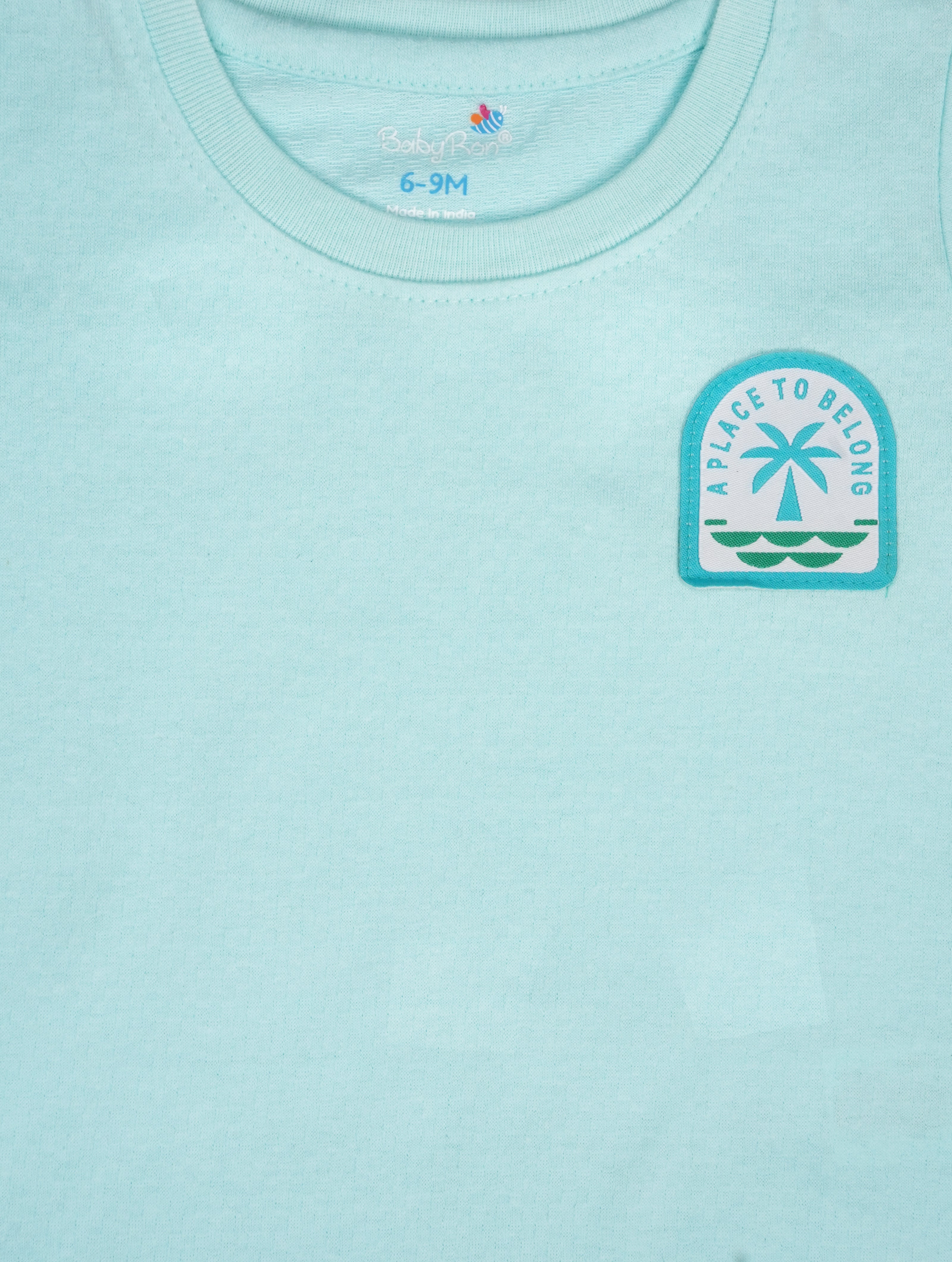 Aqua Mist — BabyRon Breeze premium organic cotton baby pyjama set worn by baby boy model, soft breathable baby wear for 0–12 months, gentle on sensitive skin, premium baby clothing India by BabyRon