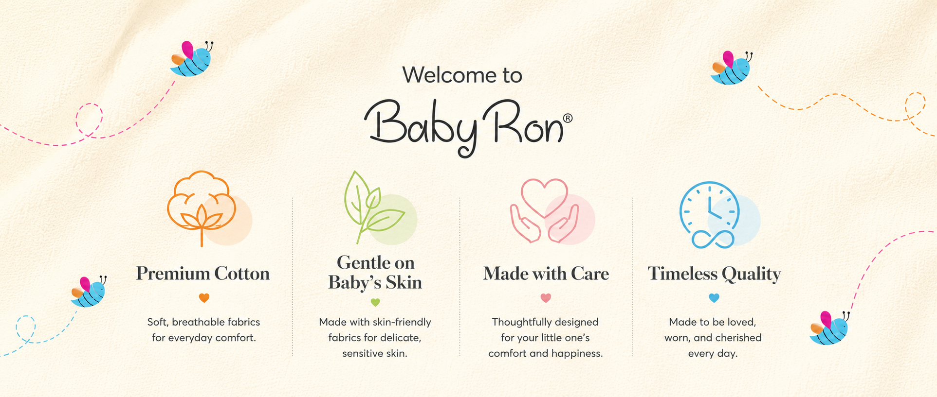 BabyRon premium baby clothing made from soft premium cotton, offering comfortable newborn clothes, baby essentials and thoughtfully designed baby wear for delicate skin and everyday comfort.