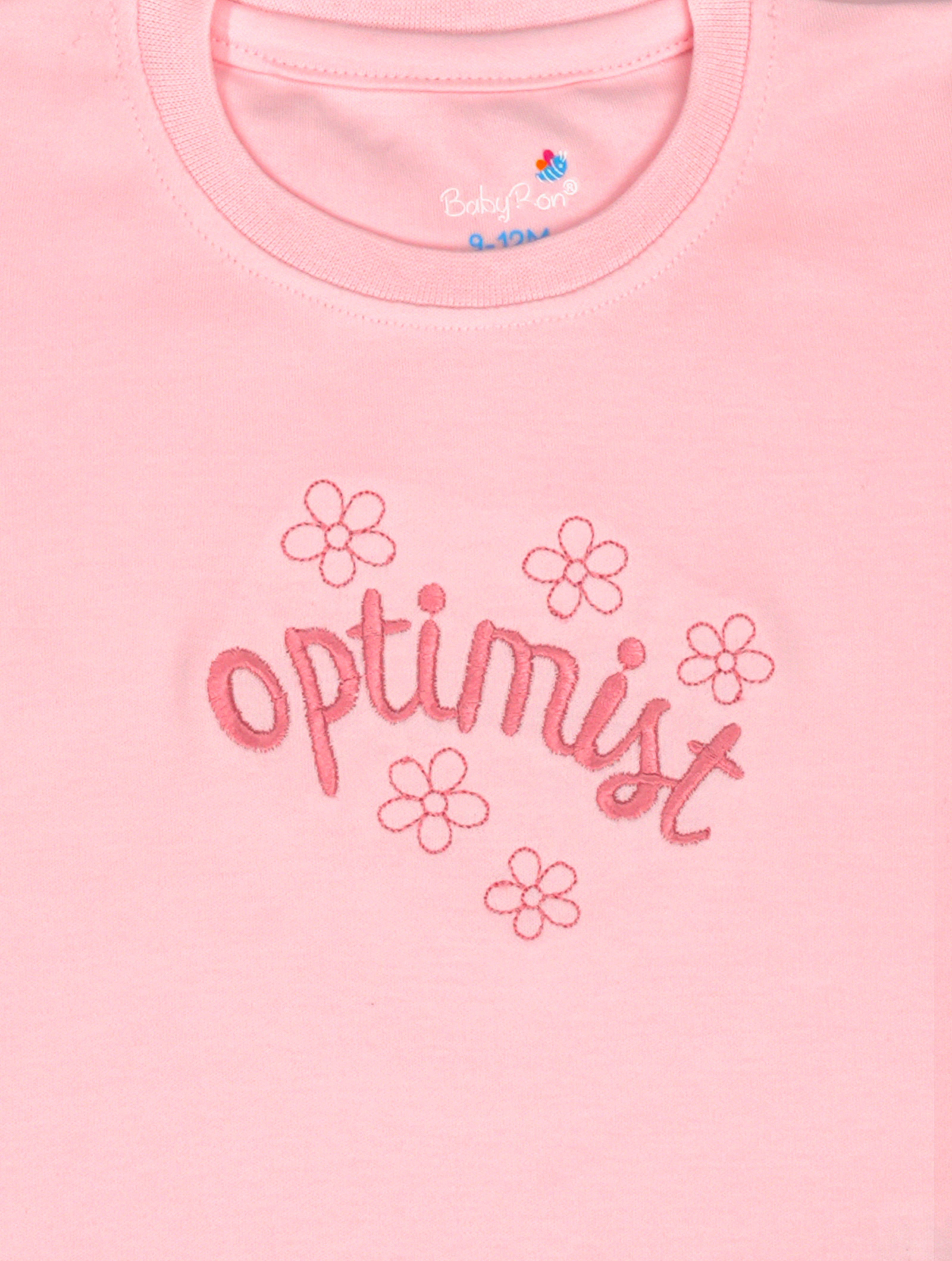 Blush Pink — BabyRon Optimist premium organic cotton baby pyjama set worn by baby girl model, soft breathable baby wear for 0–12 months, gentle on sensitive skin, premium baby clothing India by BabyRon