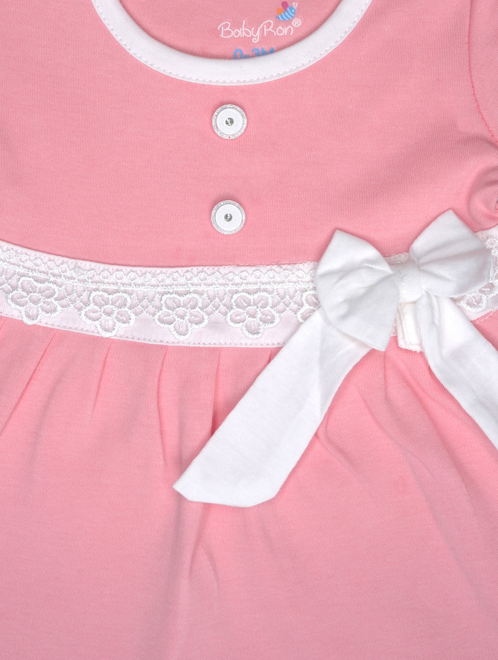 Blush Pink — BabyRon Princess organic cotton baby dress worn by baby model, soft cotton baby clothes for sensitive skin, premium baby clothes India and sustainable baby clothing India by BabyRon