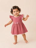 Desert Rose — BabyRon Duchess organic cotton baby dress worn by baby model, soft cotton baby clothes for sensitive skin, premium baby clothes India and sustainable baby clothing India by BabyRon