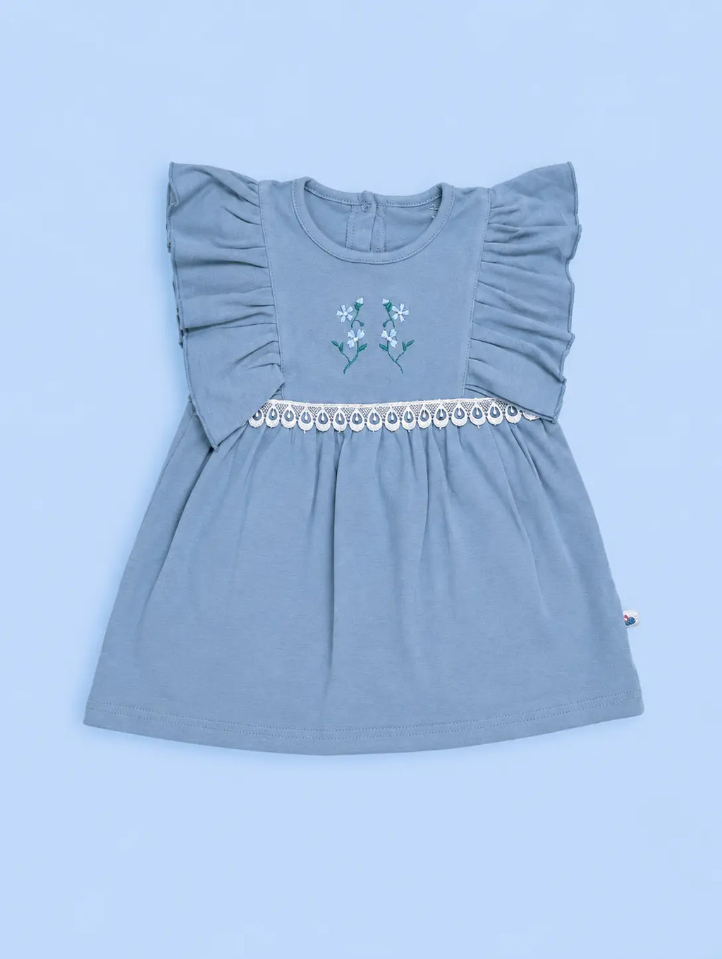 English Grey — Tiny Lavender upper dress design and neckline crafted from organic cotton, minimalist baby clothing by BabyRon