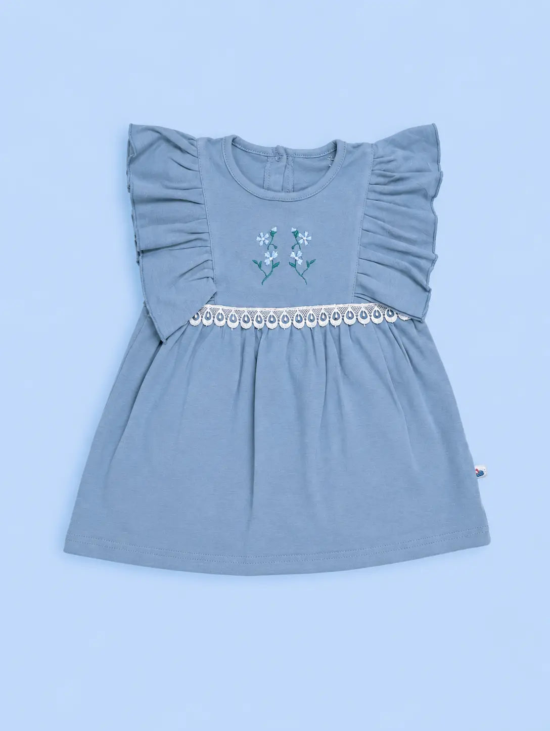 English Grey — Tiny Lavender upper dress design and neckline crafted from organic cotton, minimalist baby clothing by BabyRon