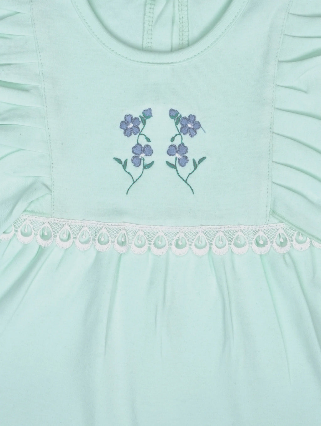 Mint Green — Tiny Lavender close-up of organic cotton fabric texture and stitching, export quality baby clothes by BabyRon