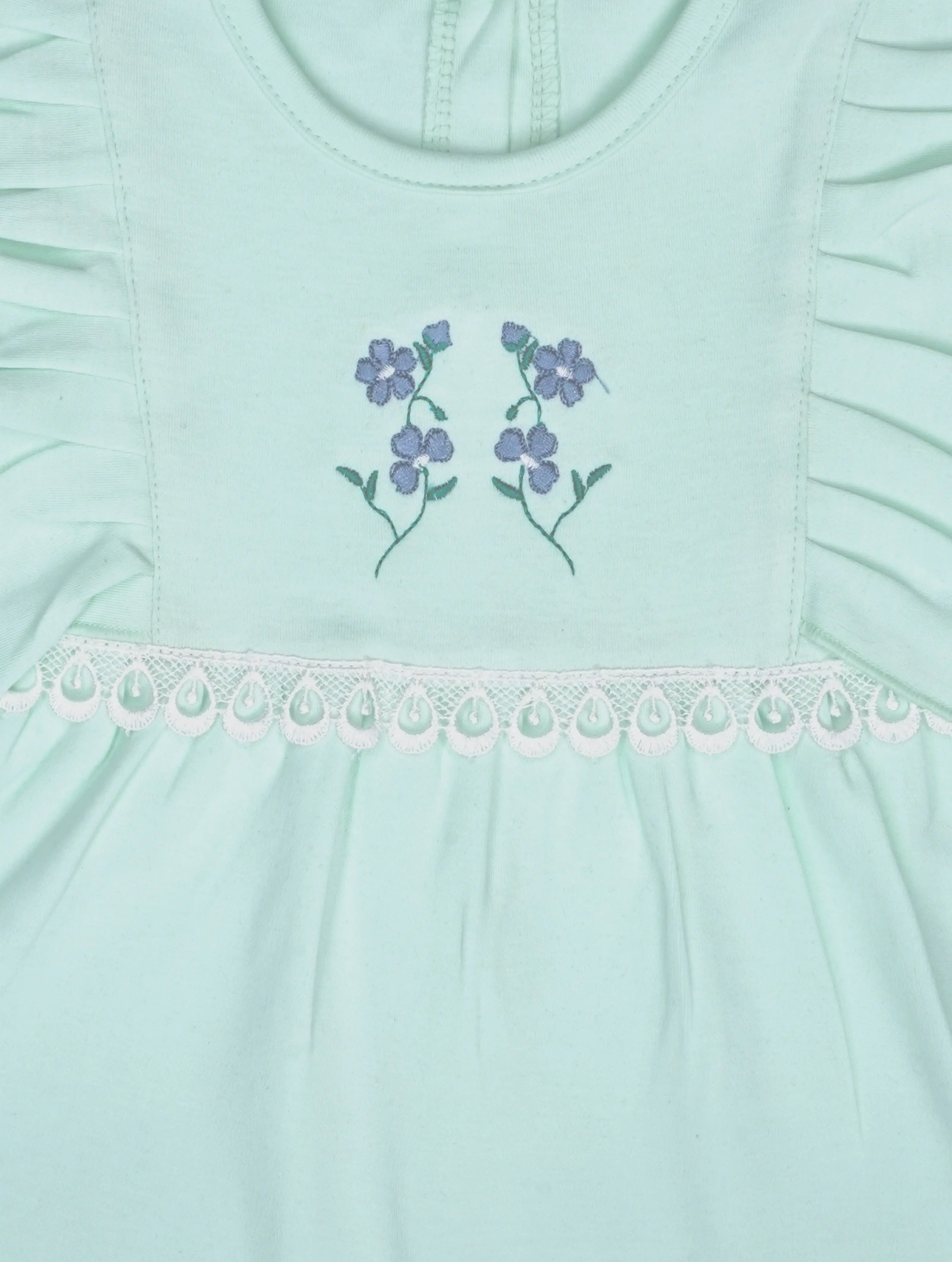 Mint Green — Tiny Lavender close-up of organic cotton fabric texture and stitching, export quality baby clothes by BabyRon