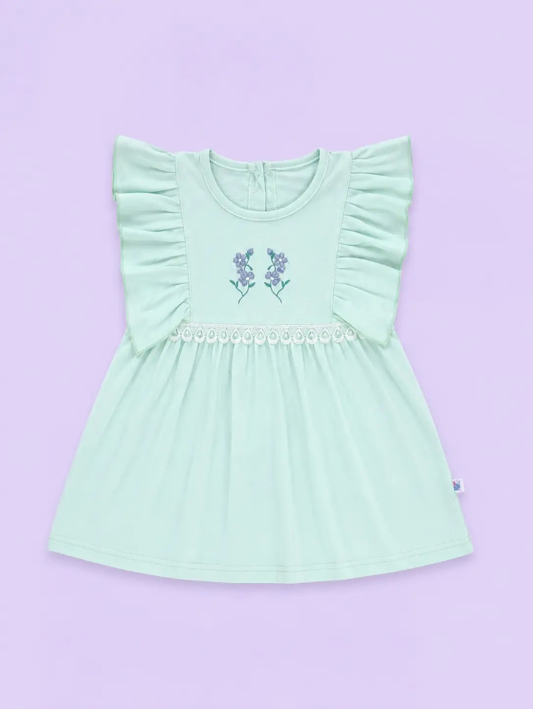 Mint Green — Tiny Lavender upper dress design and neckline crafted from organic cotton, minimalist baby clothing by BabyRon