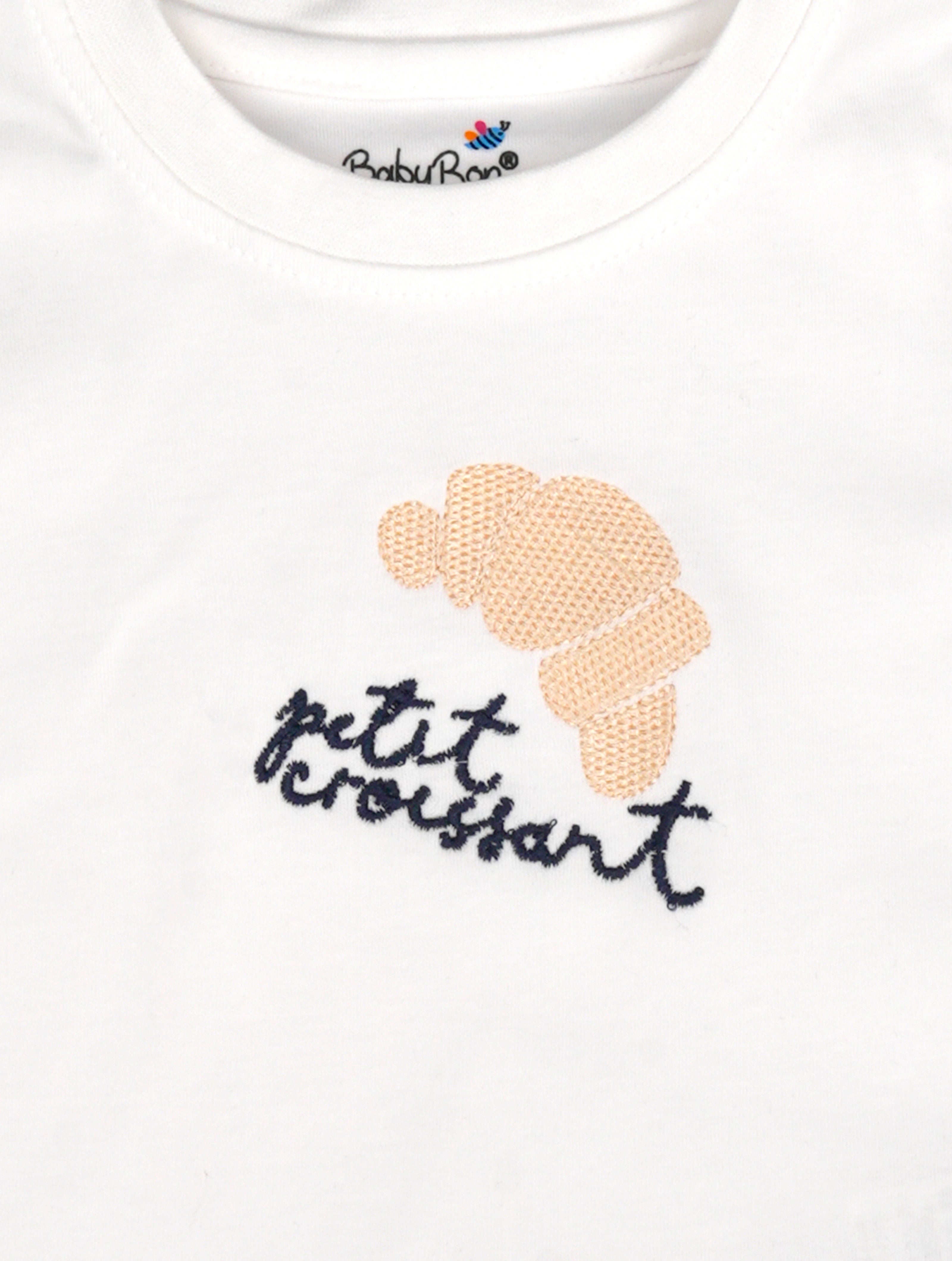 Oatmeal Beige — BabyRon Croissant premium organic cotton baby pyjama set worn by baby boy model, soft breathable baby wear for 0–12 months, gentle on sensitive skin, premium baby clothing India by BabyRon
