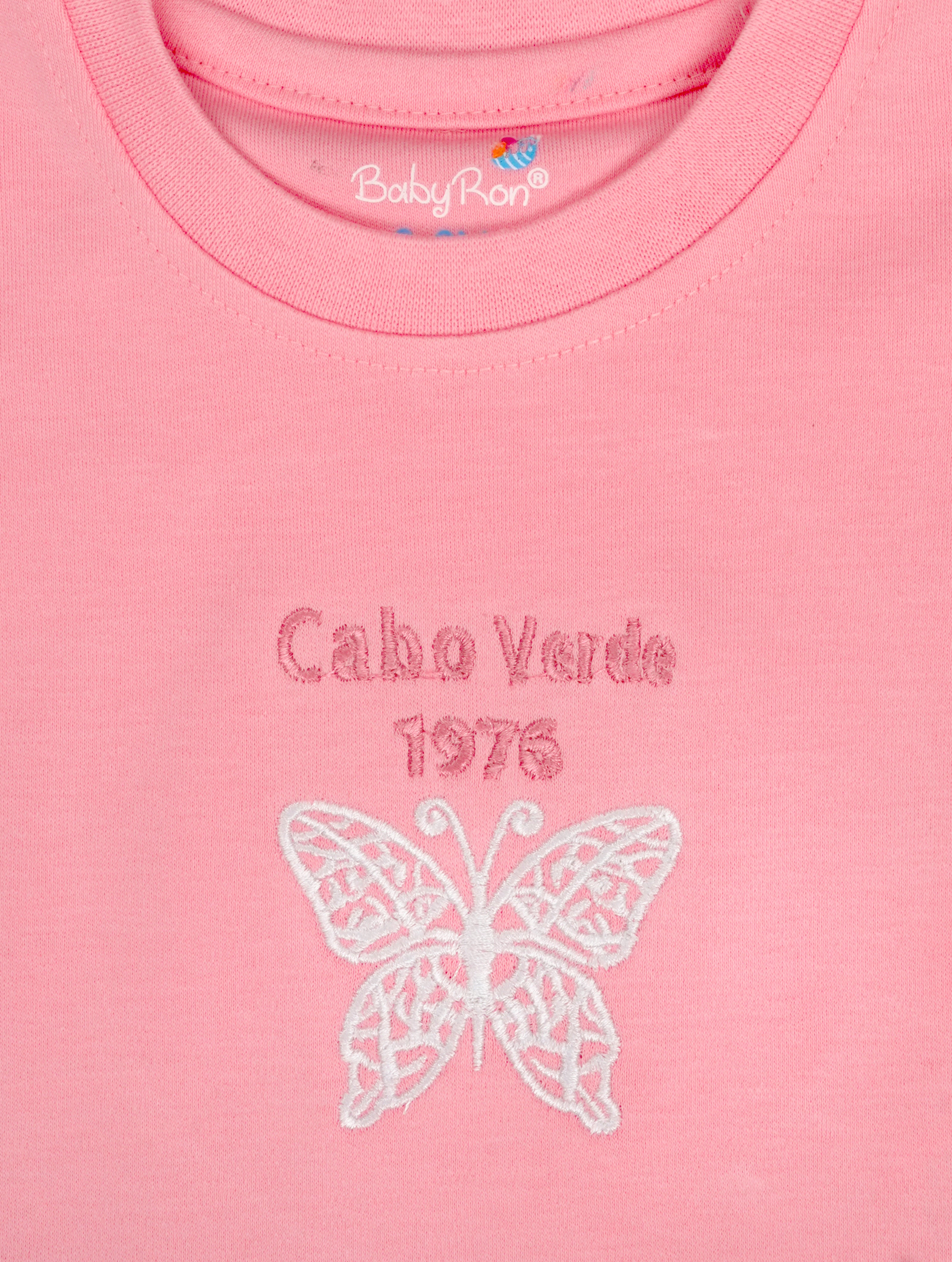Pearl Pink — BabyRon Butterfly premium organic cotton baby pyjama set worn by baby girl model, soft breathable baby wear for 0–12 months, gentle on sensitive skin, premium baby clothing India by BabyRon