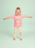 Pearl Pink — BabyRon Princess premium organic cotton baby pyjama set worn by baby girl model, soft breathable baby wear for 0–12 months, gentle on sensitive skin, premium baby clothing India by BabyRon