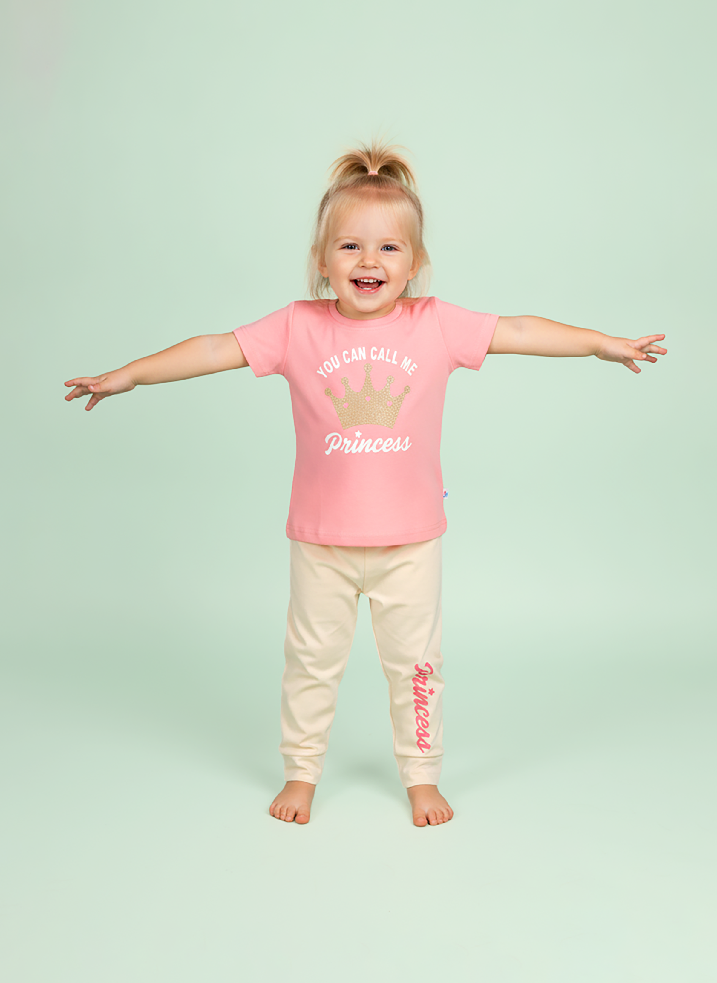Pearl Pink — BabyRon Princess premium organic cotton baby pyjama set worn by baby girl model, soft breathable baby wear for 0–12 months, gentle on sensitive skin, premium baby clothing India by BabyRon