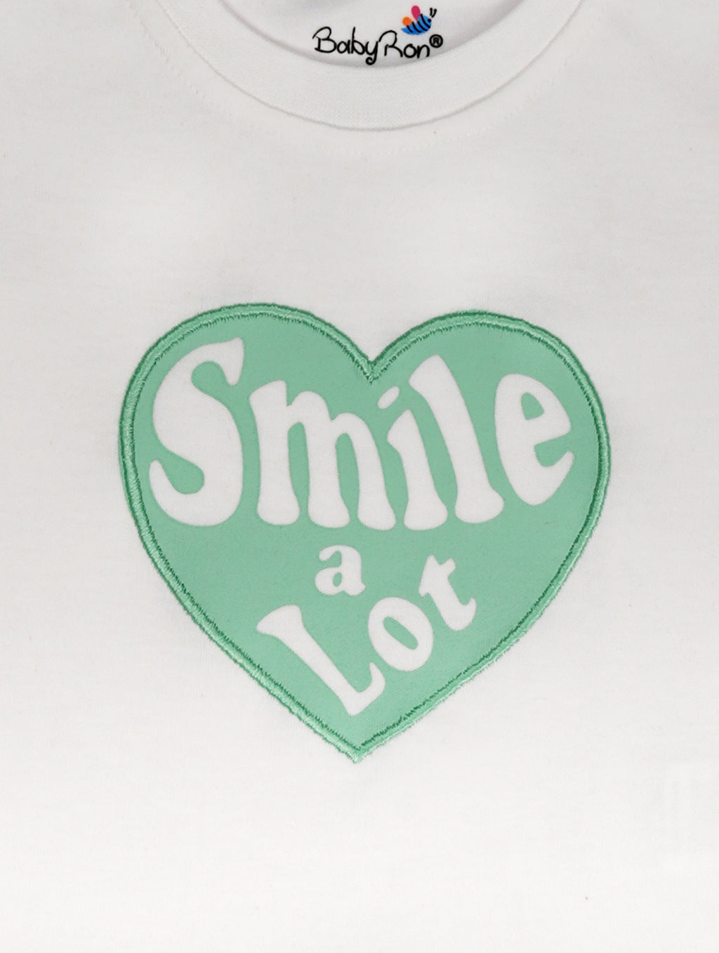 Pistachio Green — BabyRon Smile premium organic cotton baby pyjama set worn by baby girl model, soft breathable baby wear for 0–12 months, gentle on sensitive skin, premium baby clothing India by BabyRon