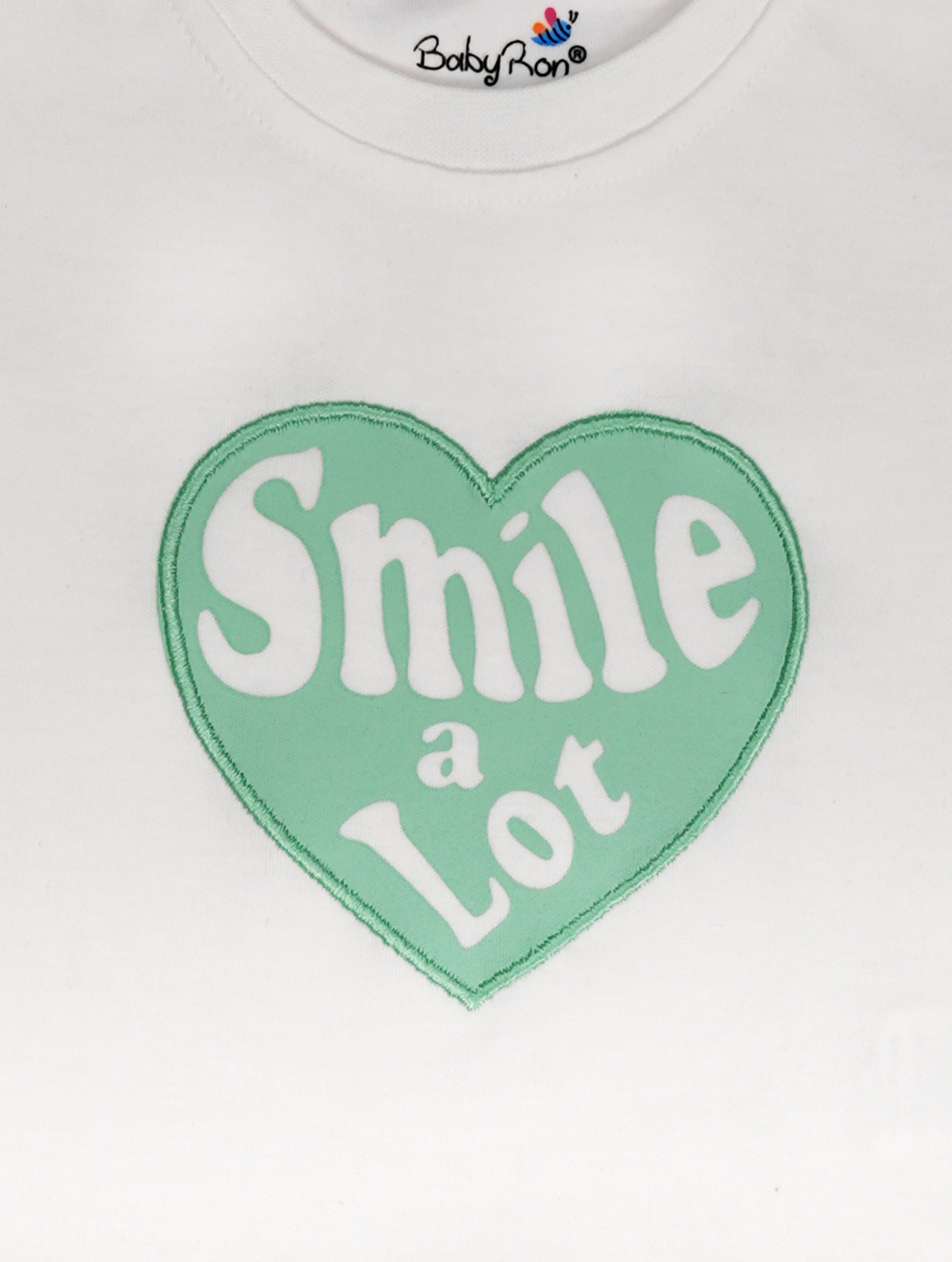 Pistachio Green — BabyRon Smile premium organic cotton baby pyjama set worn by baby girl model, soft breathable baby wear for 0–12 months, gentle on sensitive skin, premium baby clothing India by BabyRon