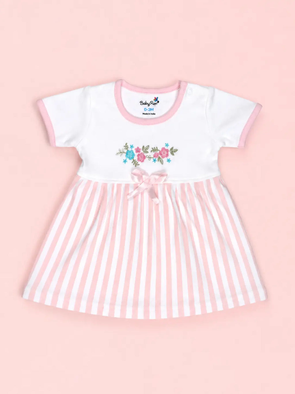 Powder Pink — Tiny Meadow upper dress design and neckline crafted from organic cotton, minimalist baby clothing and premium newborn clothing by BabyRon India