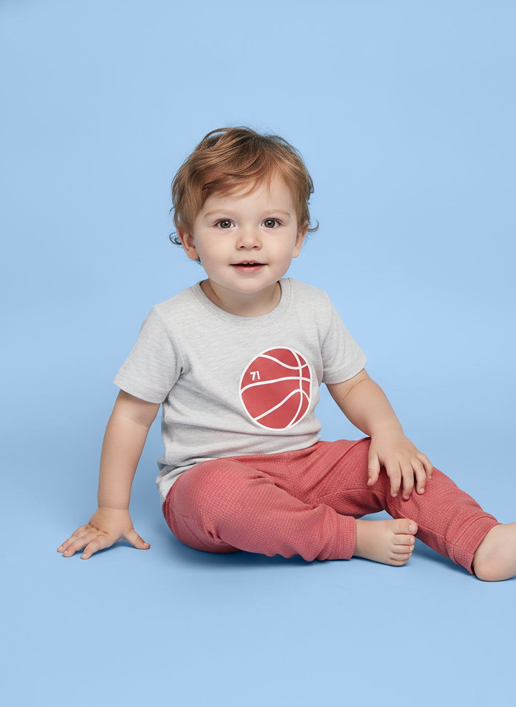 Rustic Clay — BabyRon Bounce organic cotton baby romper set worn by baby boy model, soft cotton baby clothes for sensitive skin, premium baby clothes India and sustainable baby clothing India by BabyRon