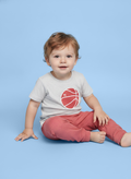 Rustic Clay — BabyRon Bounce organic cotton baby romper set worn by baby boy model, soft cotton baby clothes for sensitive skin, premium baby clothes India and sustainable baby clothing India by BabyRon