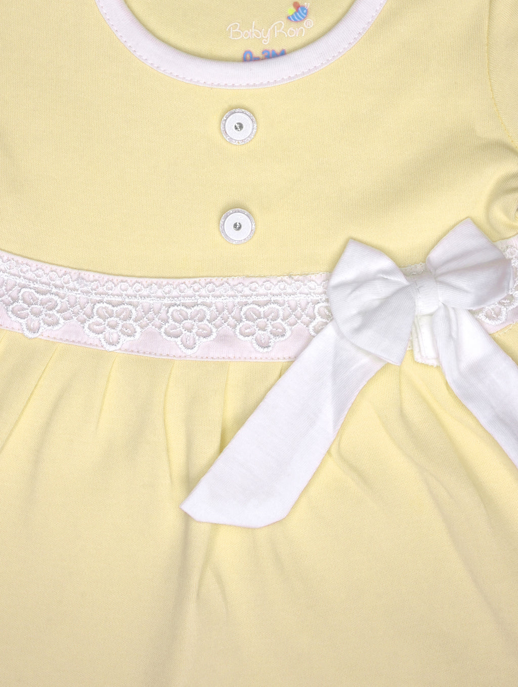 Sunshine Yellow — BabyRon Princess organic cotton baby dress worn by baby model, soft cotton baby clothes for sensitive skin, premium baby clothes India and sustainable baby clothing India by BabyRon