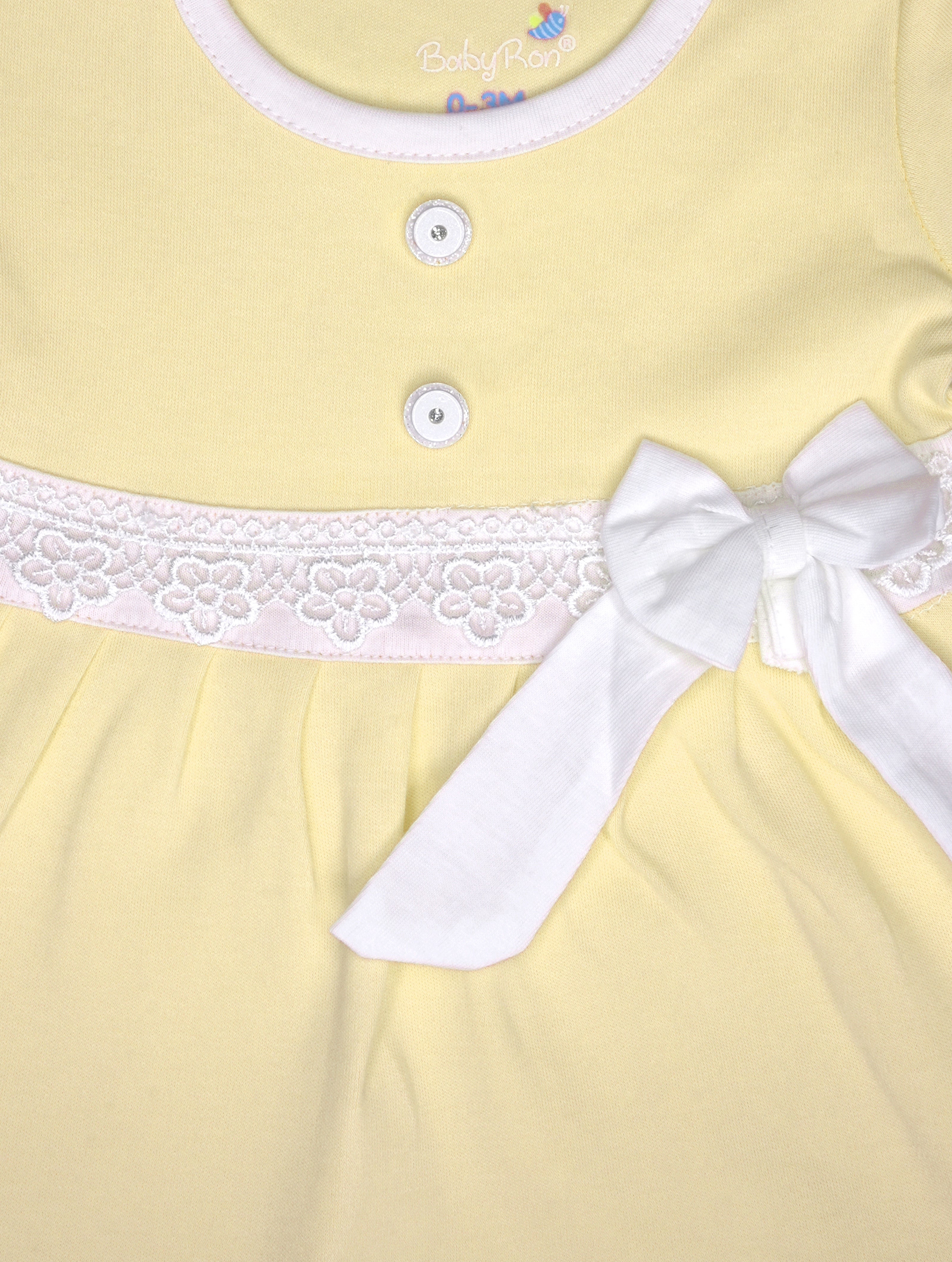 Sunshine Yellow — BabyRon Princess organic cotton baby dress worn by baby model, soft cotton baby clothes for sensitive skin, premium baby clothes India and sustainable baby clothing India by BabyRon